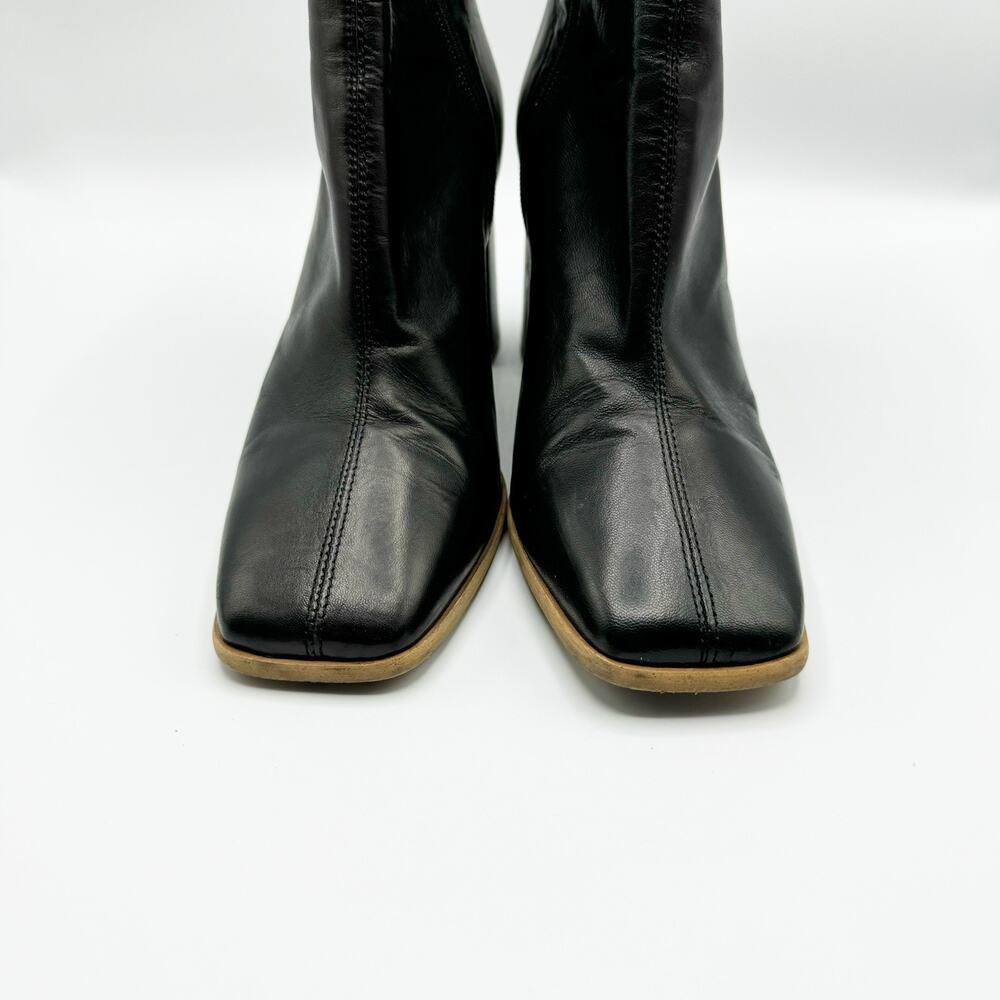 Free People Sienna Boots Block Heel Womens US 8 EU38 Black Leather Square Toe - Picture 5 of 10